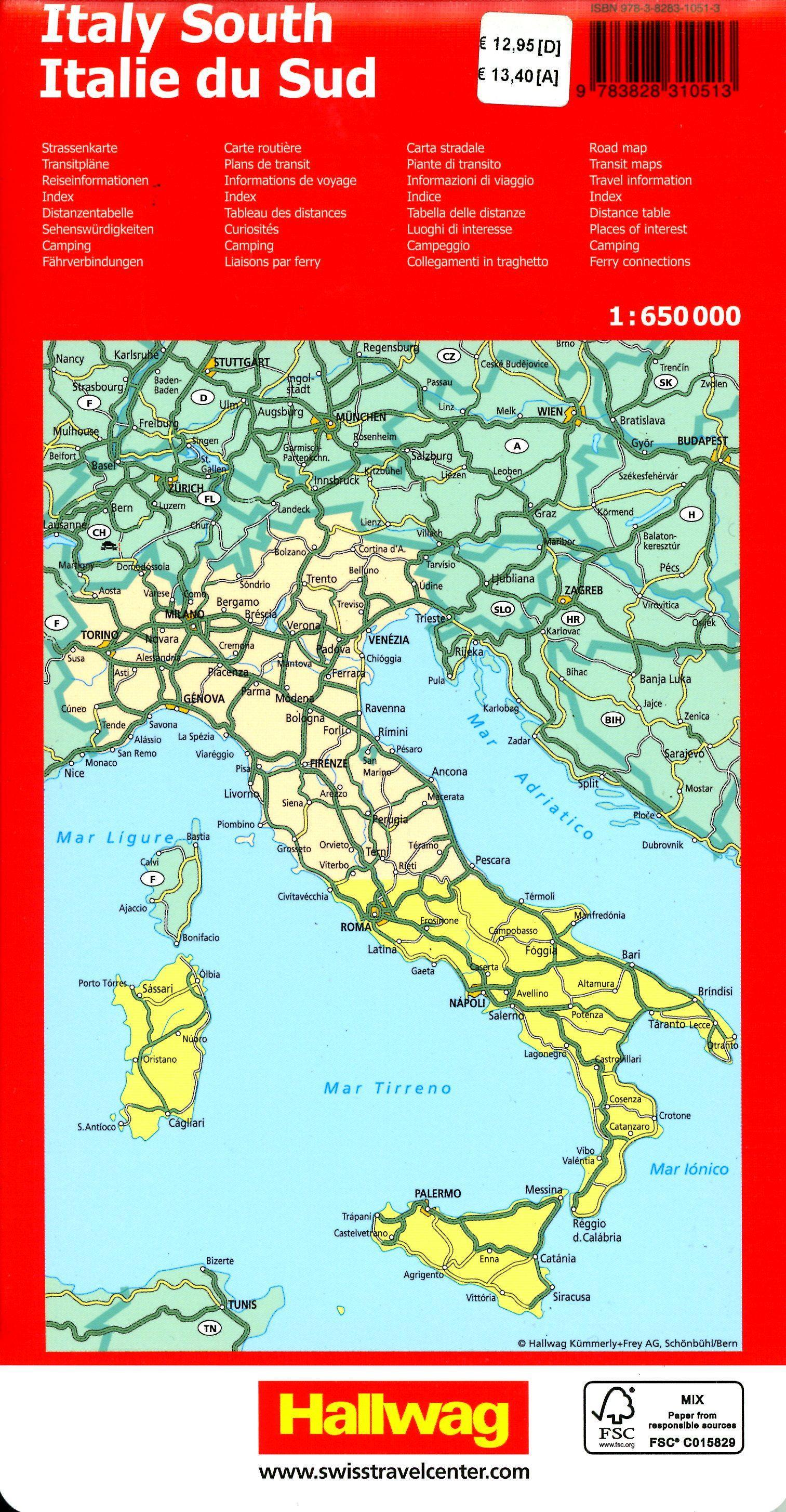 Beispielinhalt (Bild) Hallwag Strassenkarte Italien Süd 1:650.000