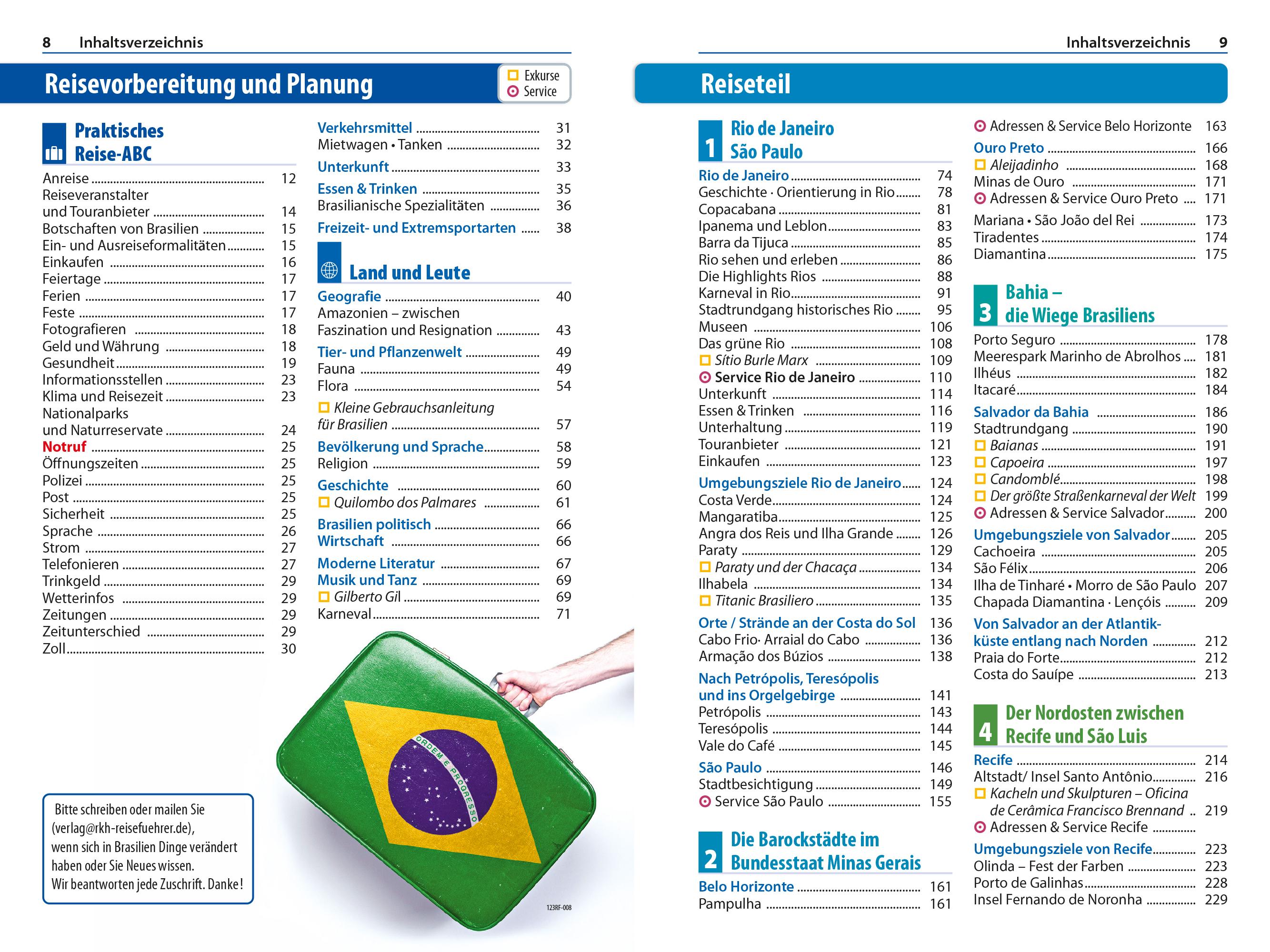 Beispielinhalt (Bild) Reise Know-How Reiseführer Brasilien kompakt