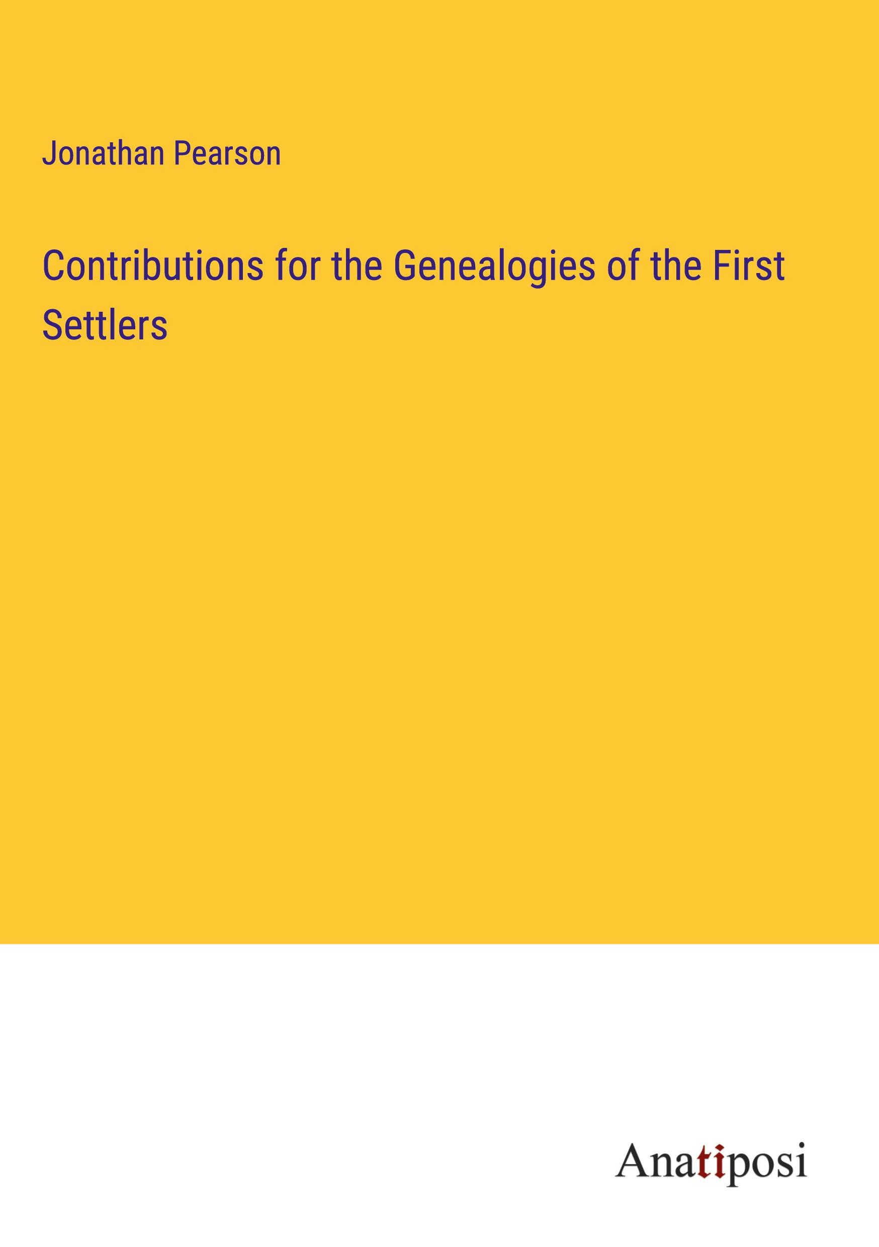 Vorderes Coverbild Contributions for the Genealogies of the First Settlers