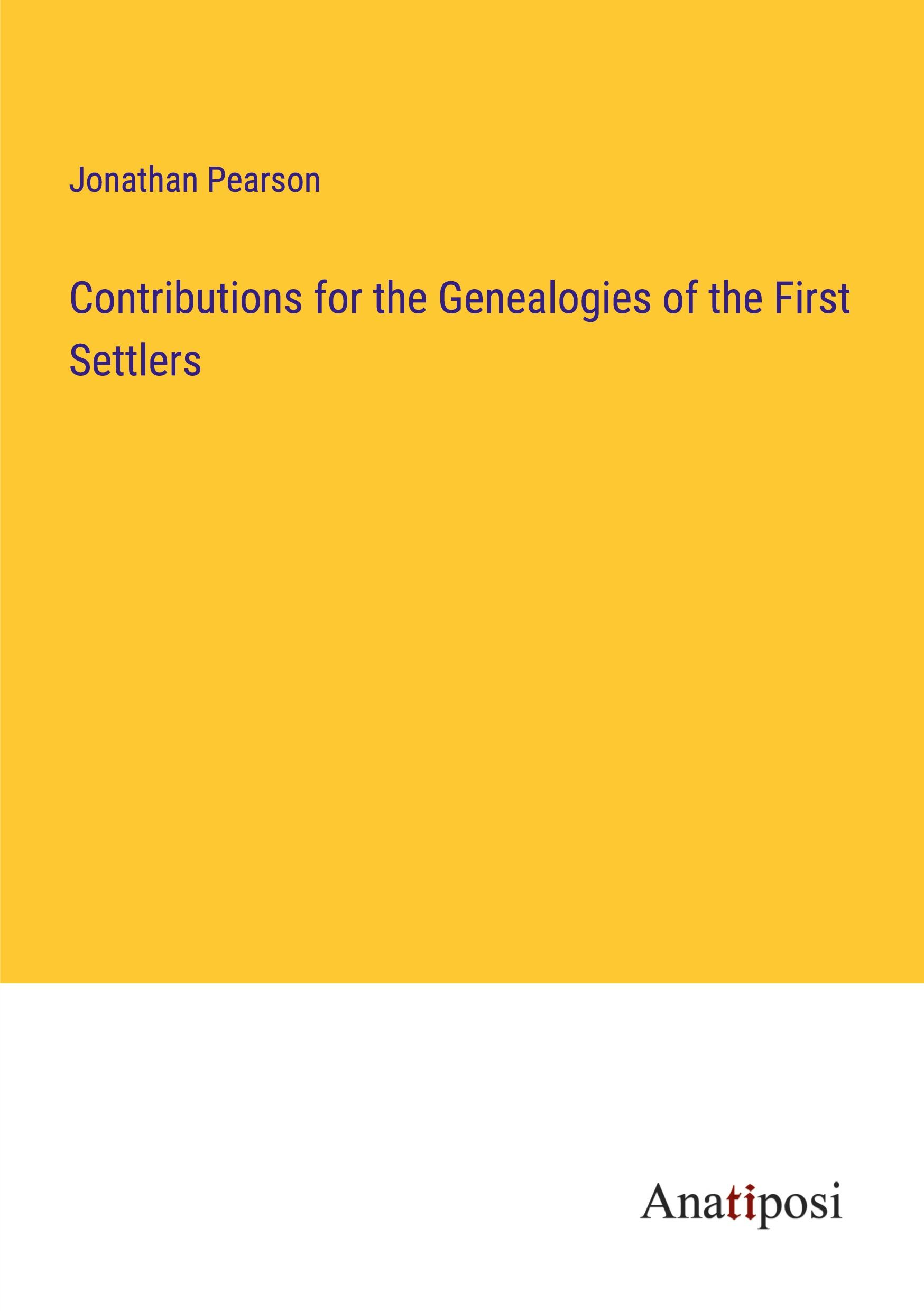 Vorderes Coverbild Contributions for the Genealogies of the First Settlers