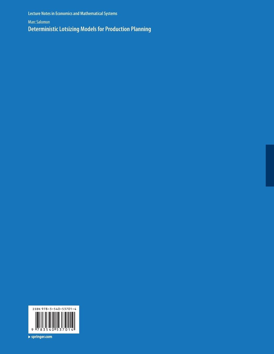 Rückseitencover Deterministic Lotsizing Models for Production Planning
