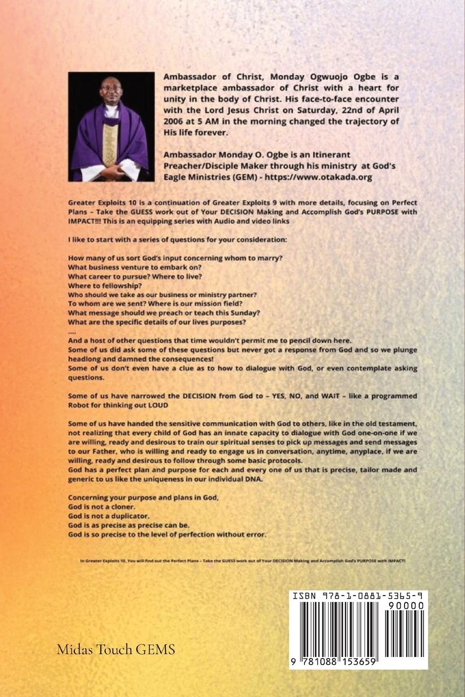 Rückseitencover Greater Exploits - 10 Perfect Plans - Take the GUESS work out of Your DECISION Making