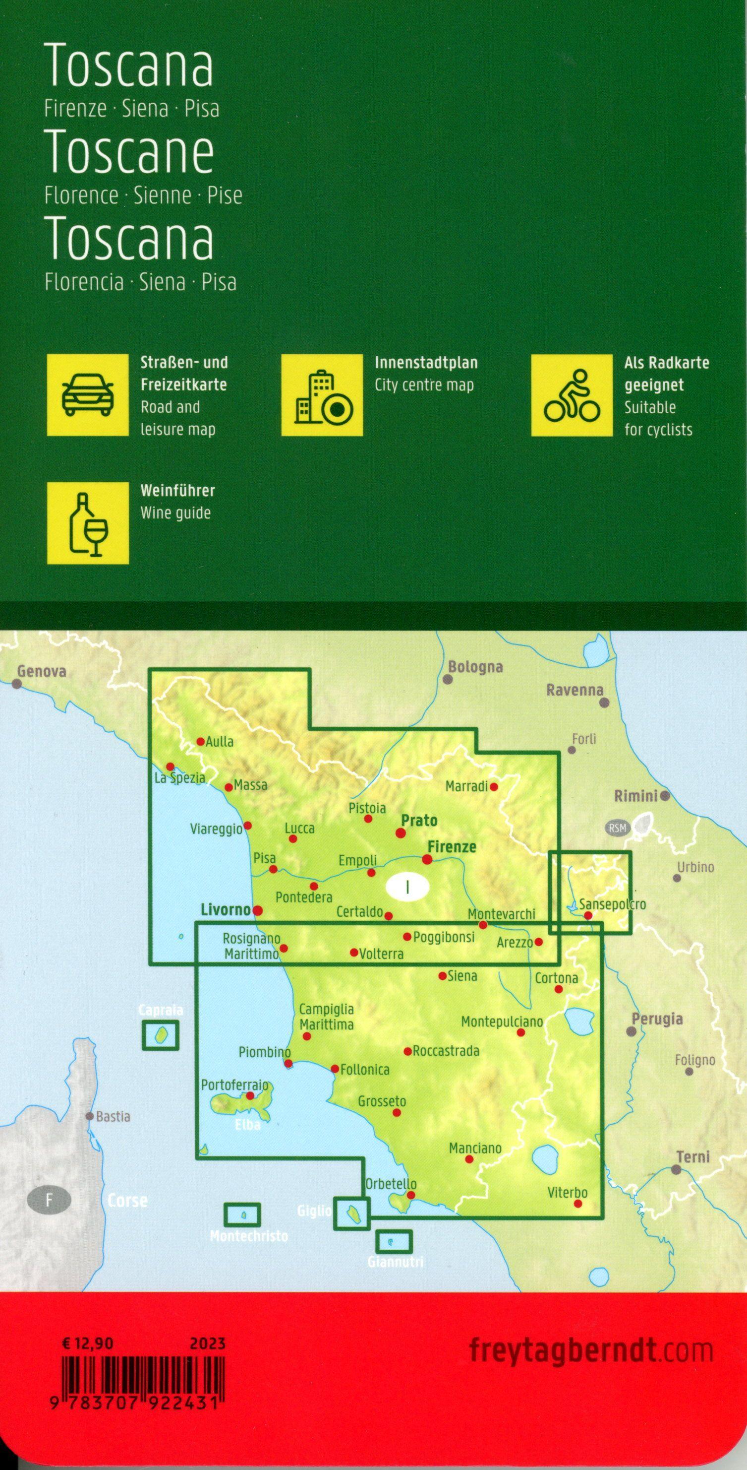 Beispielinhalt (Bild) freytag & berndt Straßenkarte Toskana 1:150.000