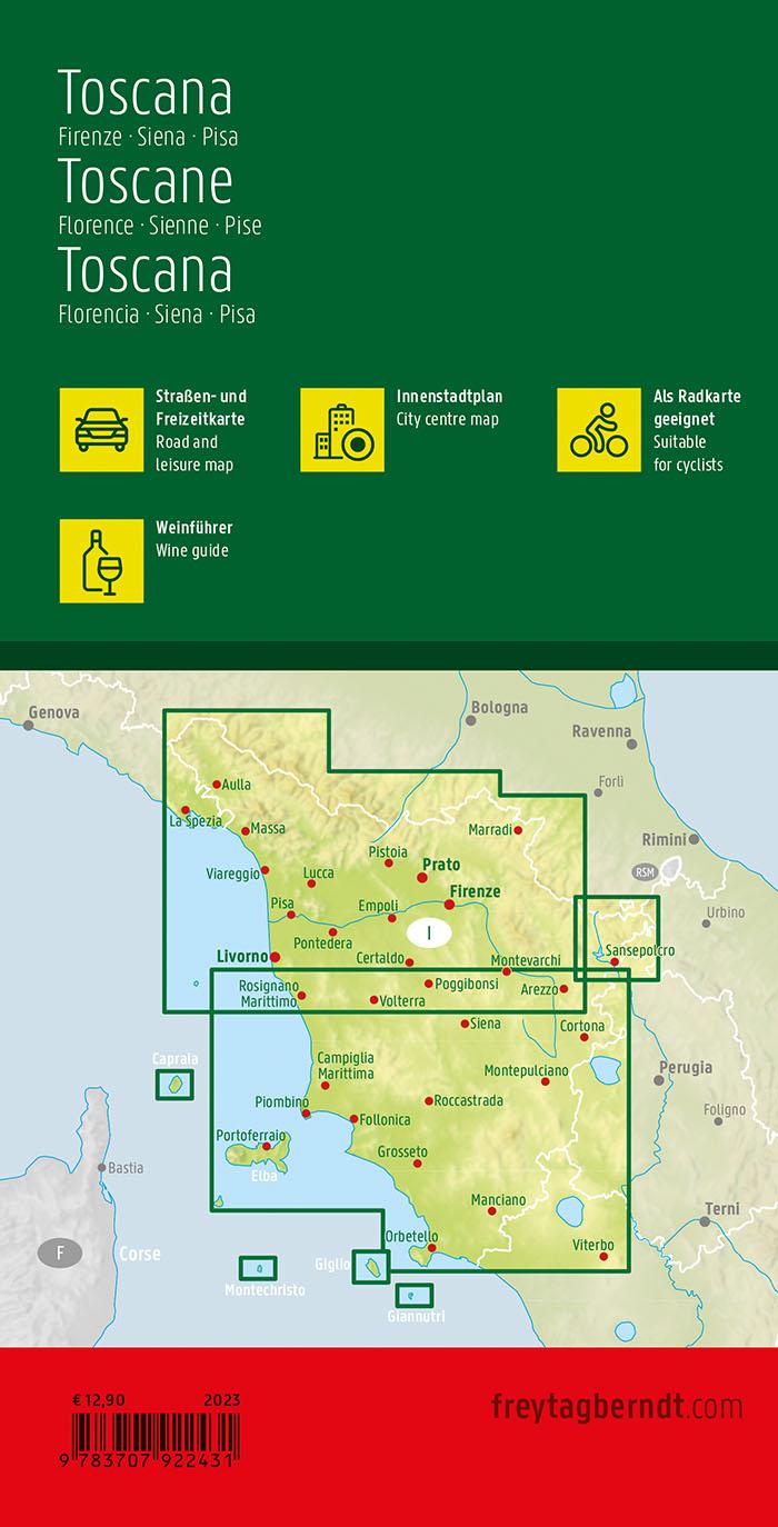 Rückseitencover freytag & berndt Straßenkarte Toskana 1:150.000