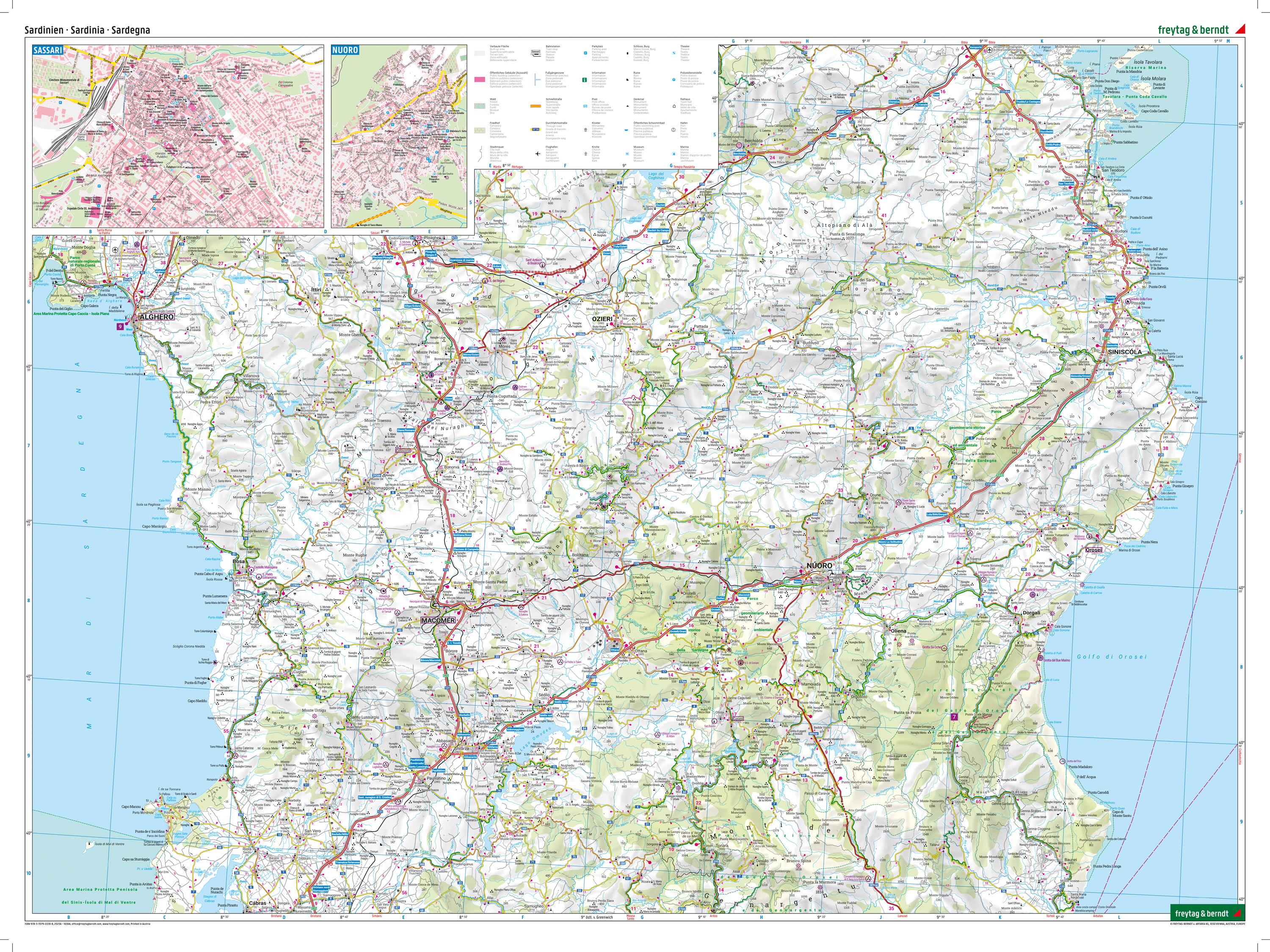 Beispielinhalt (Bild) Sardinien, Straßenkarten-Set 1:150.000, freytag & berndt