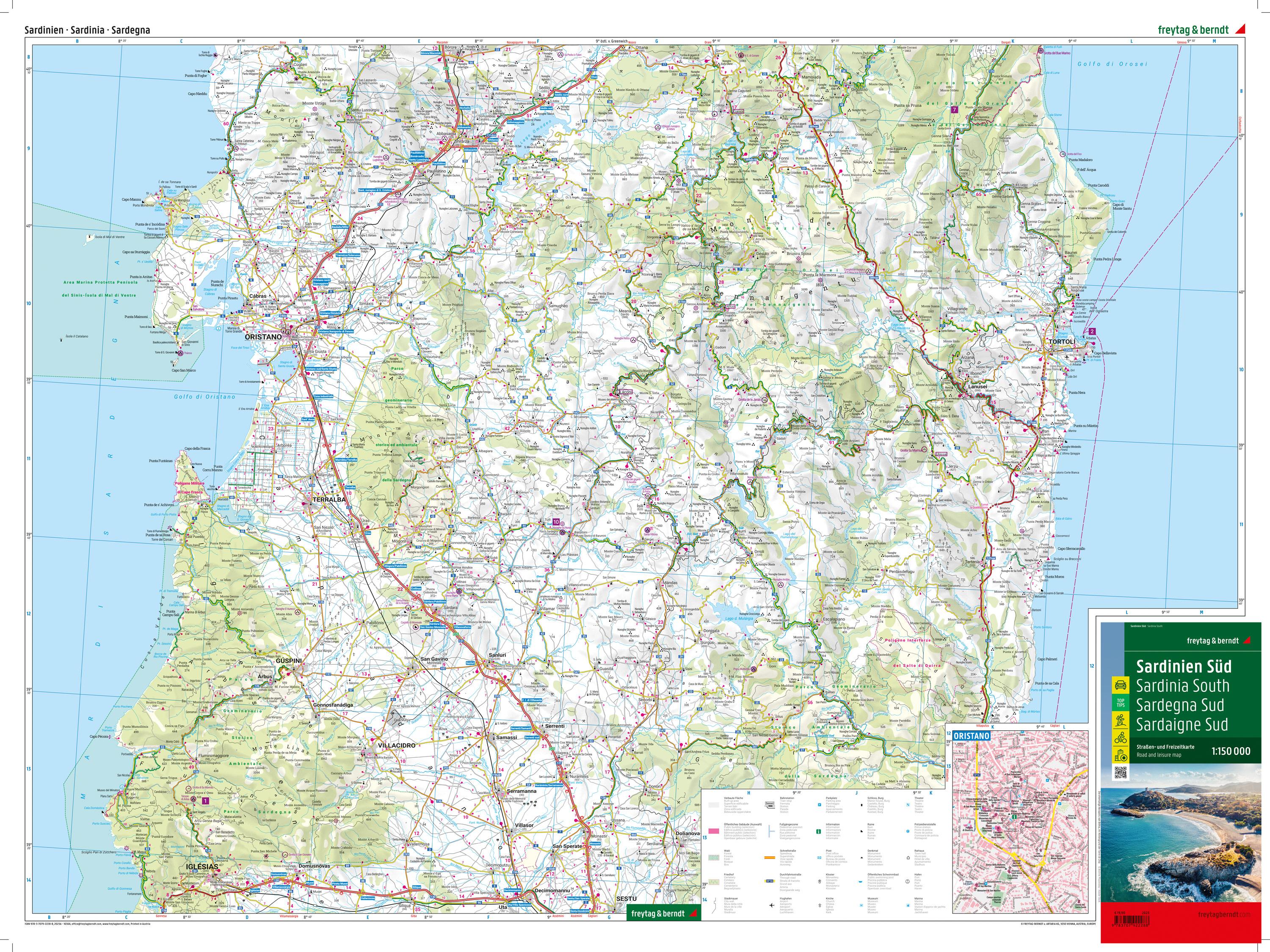 Beispielinhalt (Bild) Sardinien, Straßenkarten-Set 1:150.000, freytag & berndt
