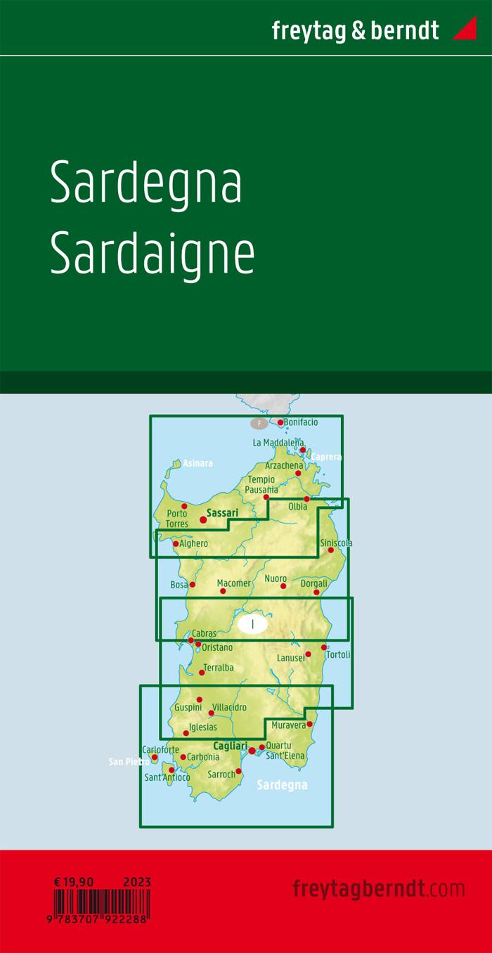 Rückseitencover Sardinien, Straßenkarten-Set 1:150.000, freytag & berndt