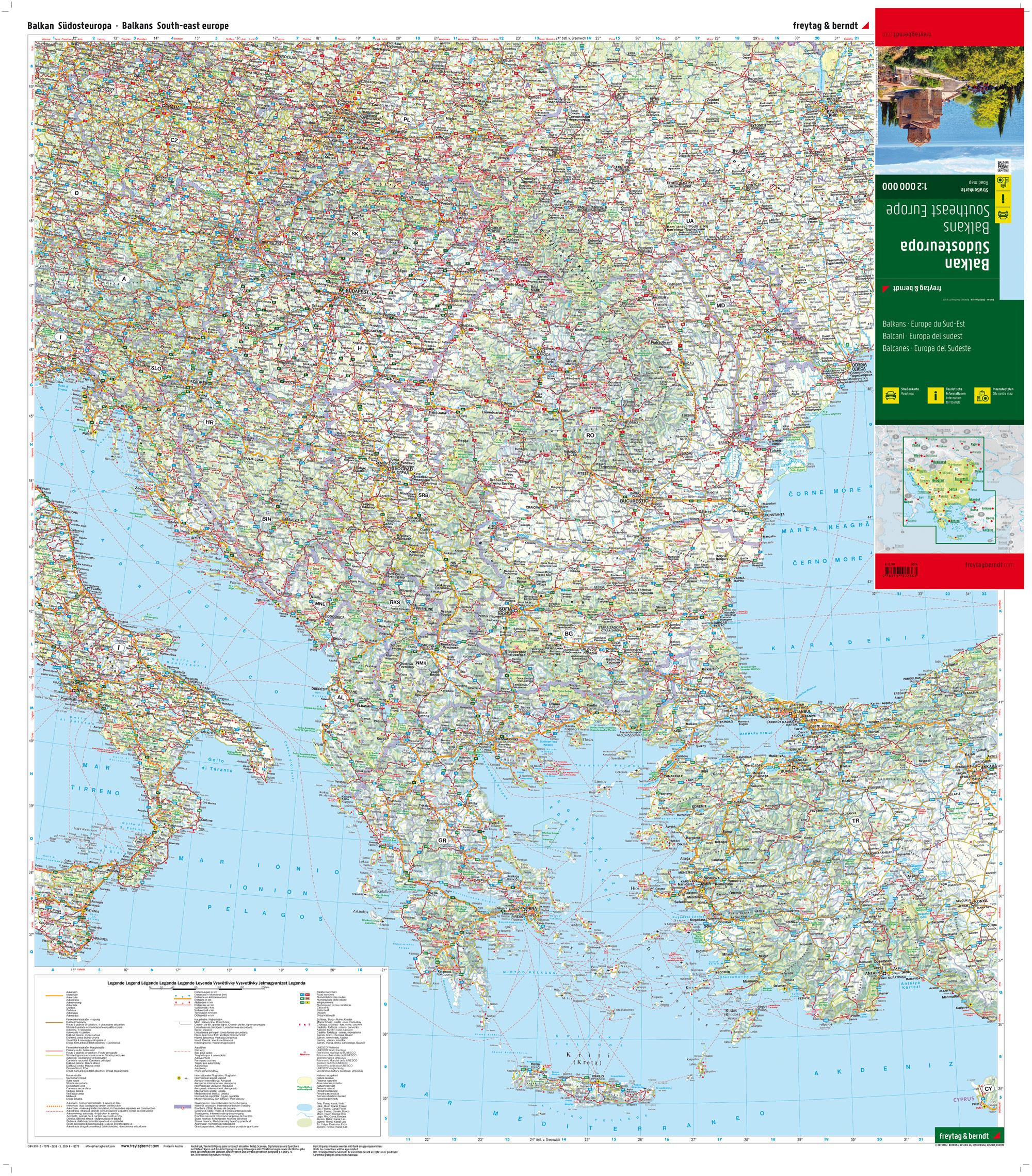 Beispielinhalt (Bild) Balkan - Südosteuropa, Straßenkarte 1:2.000.000, freytag & berndt