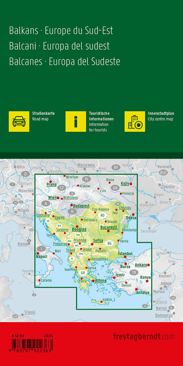 Rückseitencover Balkan - Südosteuropa, Straßenkarte 1:2.000.000, freytag & berndt