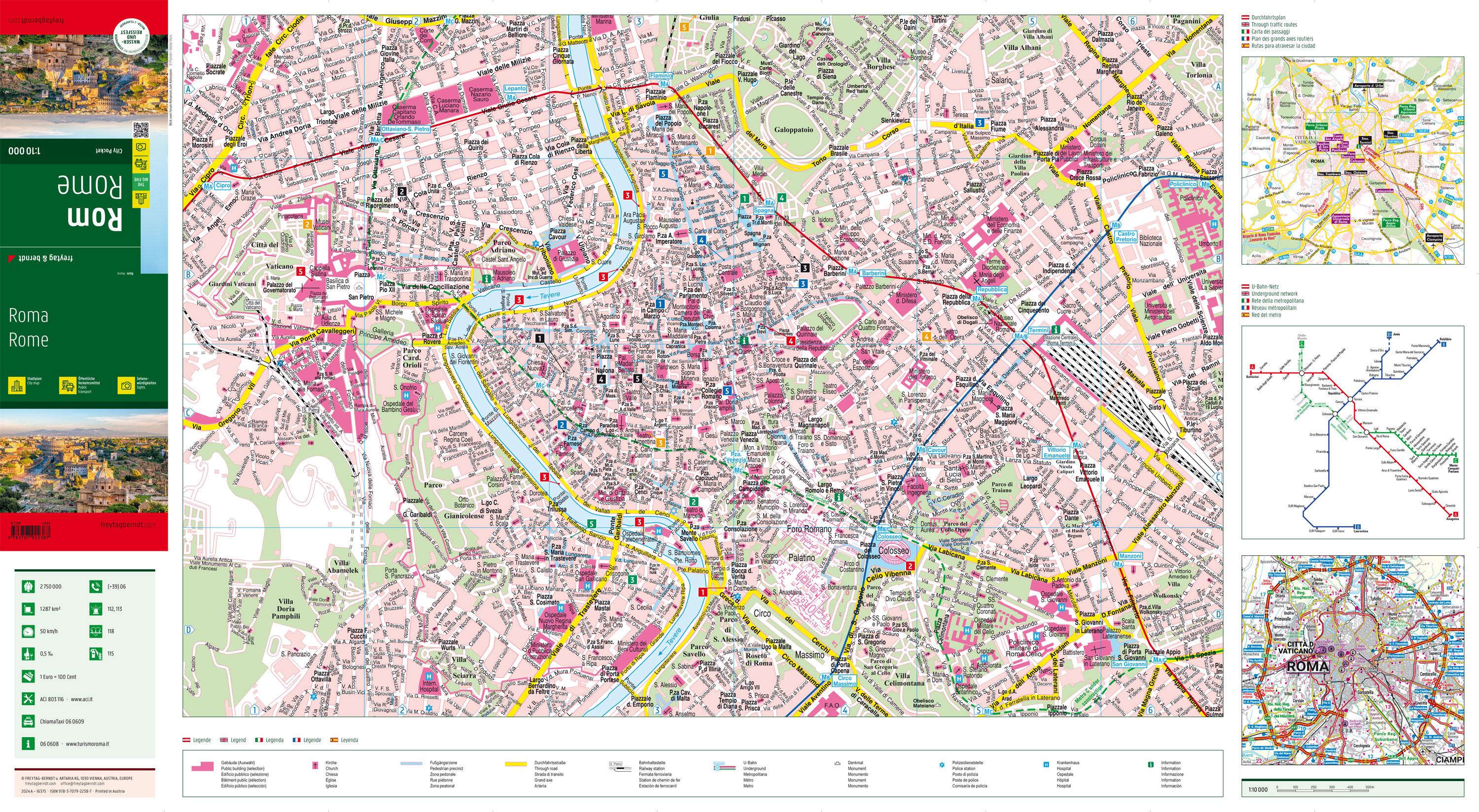 Beispielinhalt (Bild) Rom, Stadtplan 1:10.000, freytag & berndt