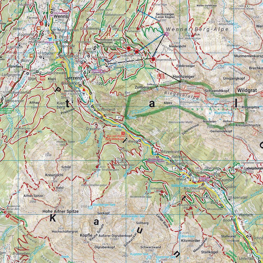 Beispielinhalt (Bild) Ötztal, Wander-, Rad- und Freizeitkarte 1:50.000, freytag & berndt, WK 251