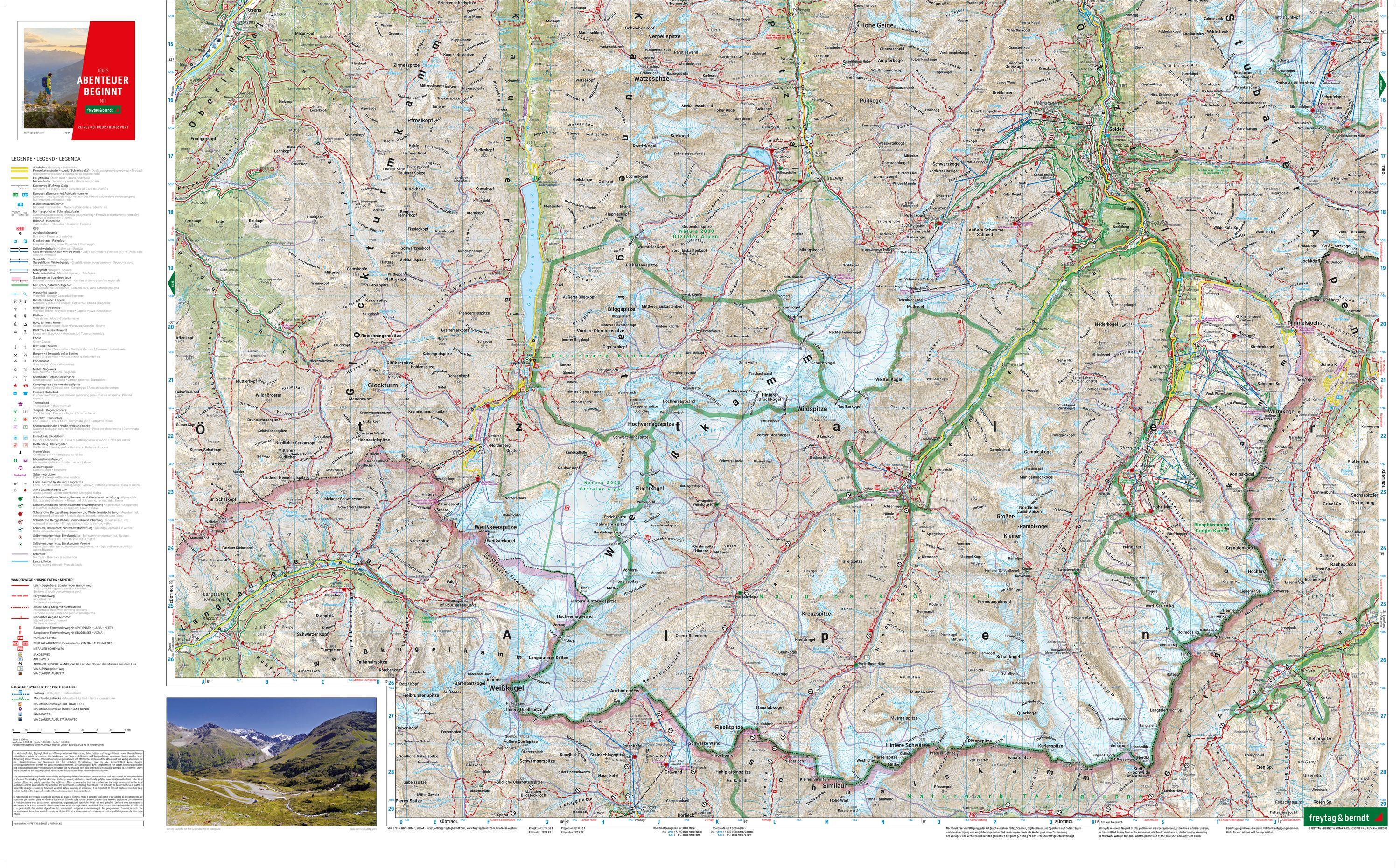 Beispielinhalt (Bild) freytag & berndt Wanderkarte WK 251 Ötztal, Pitztal - Kaunertal - Wildspitze 1:50.000