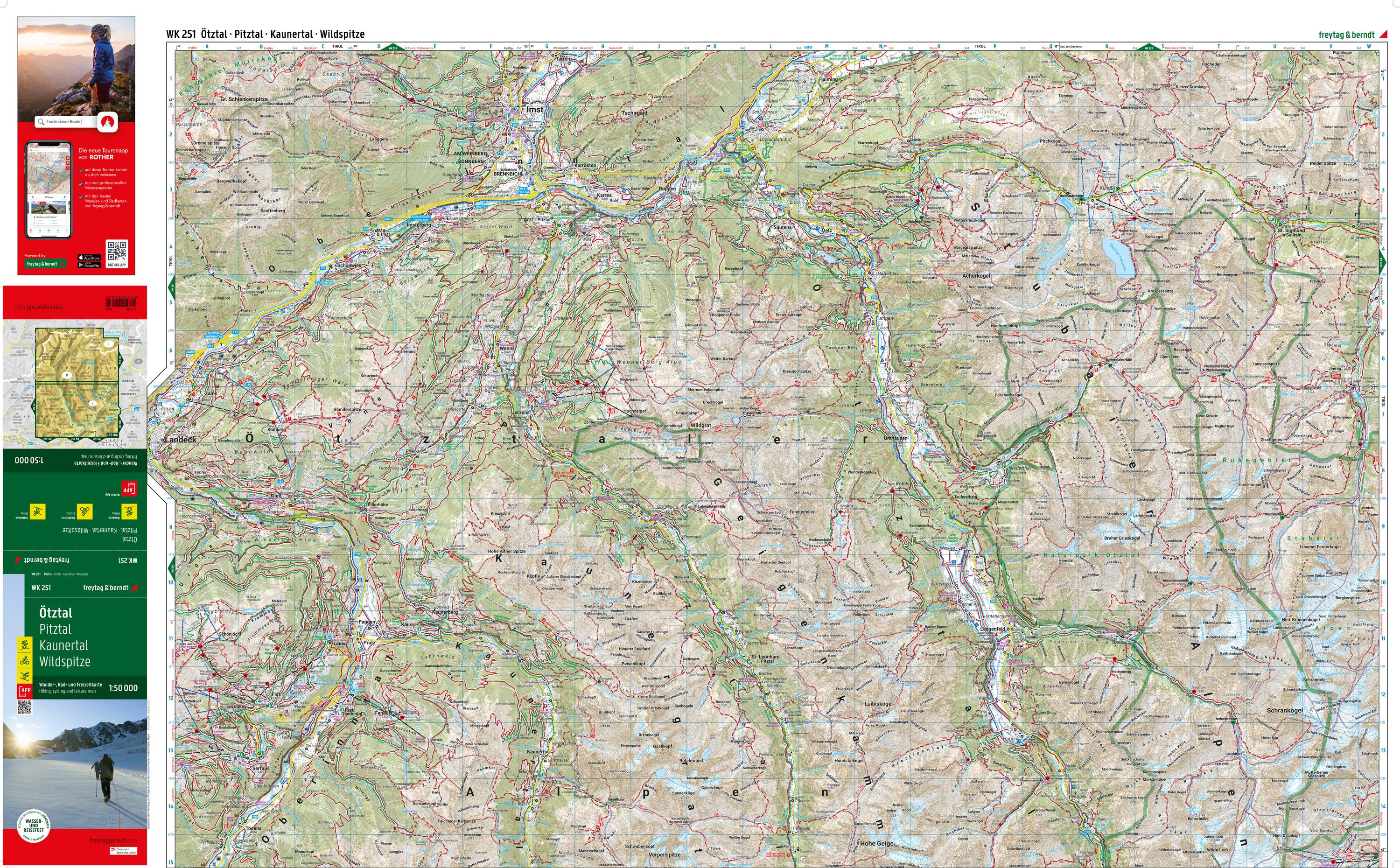 Beispielinhalt (Bild) Ötztal, Wander-, Rad- und Freizeitkarte 1:50.000, freytag & berndt, WK 251