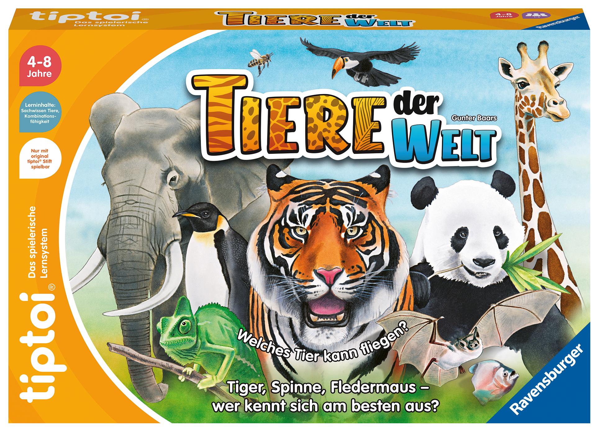 Vorderes Coverbild Ravensburger tiptoi Spiel 00171 Tiere der Welt, Erkenne die Tiere anhand ihrer Eigenschaften, Lernspiel für 1-4 Kinder von 4-8 Jahren