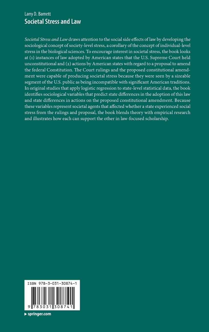 Rückseitencover Societal Stress and Law