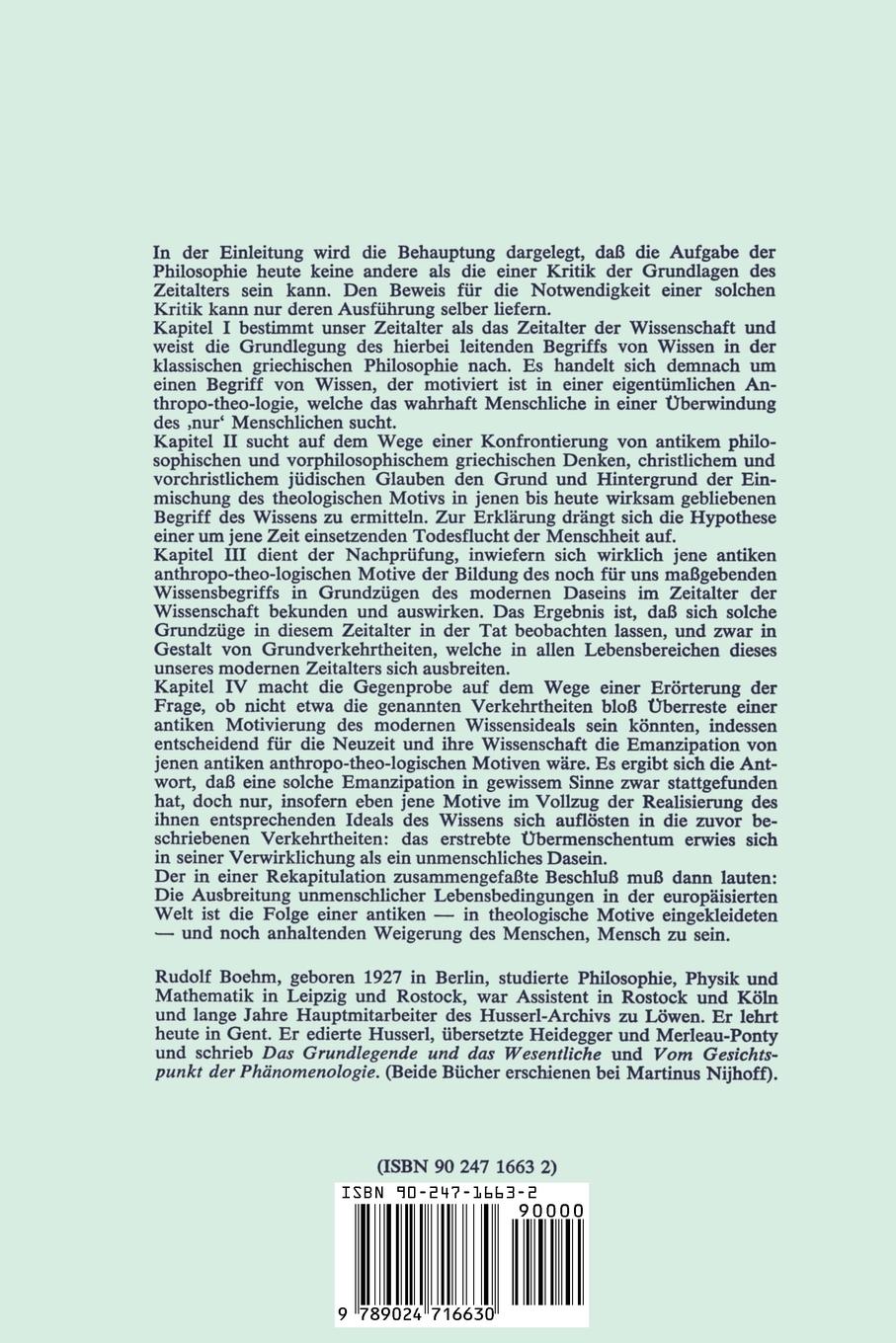 Rückseitencover Kritik der Grundlagen des Zeitalters