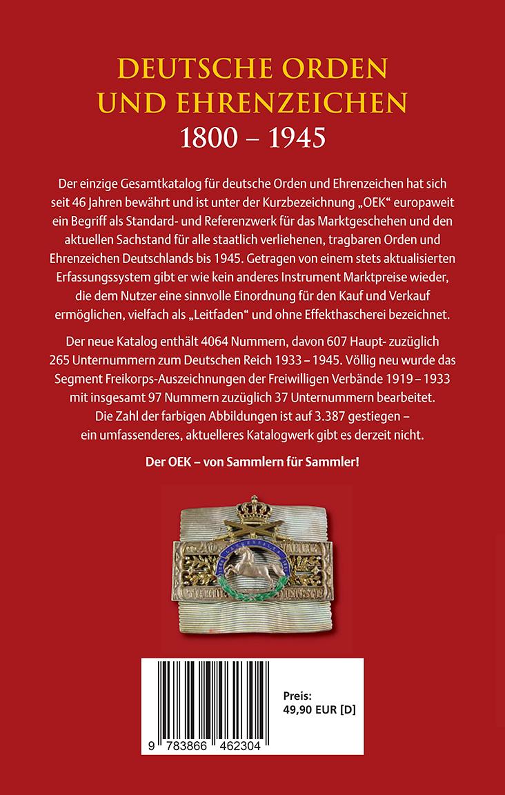 Rückseitencover Deutsche Orden und Ehrenzeichen 1800 - 1945