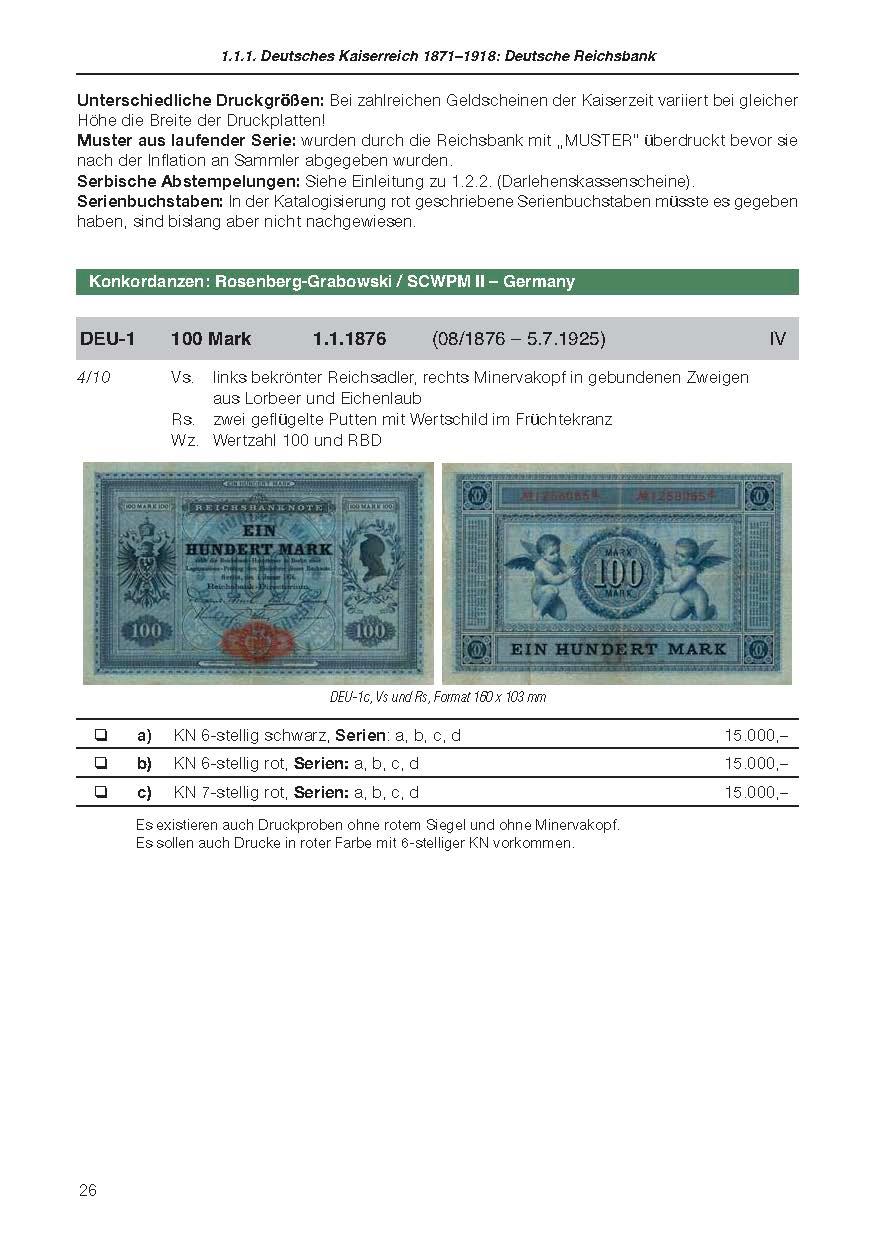 Beispielinhalt (Bild) Die deutschen Banknoten ab 1871
