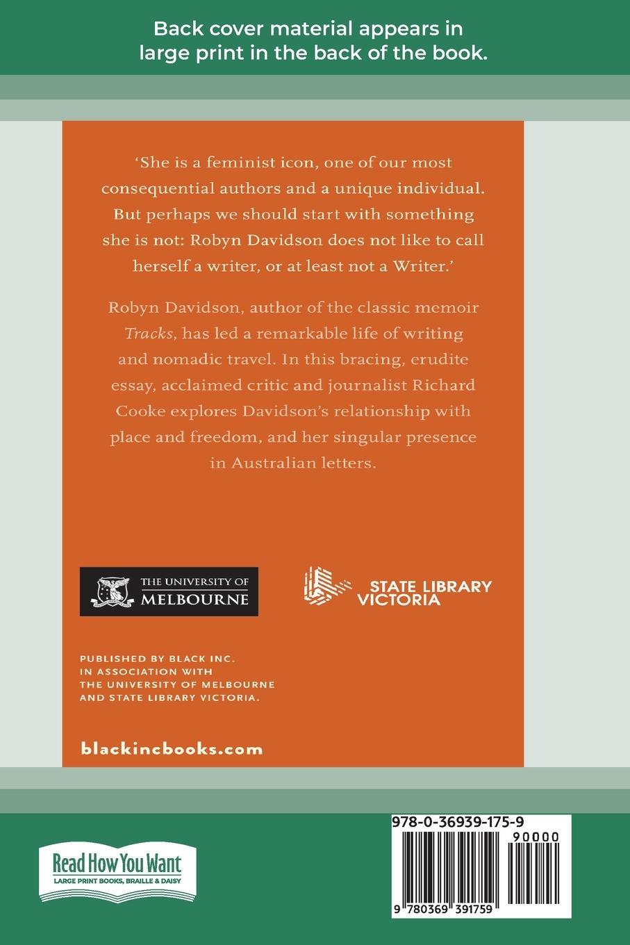 Rückseitencover On Robyn Davidson