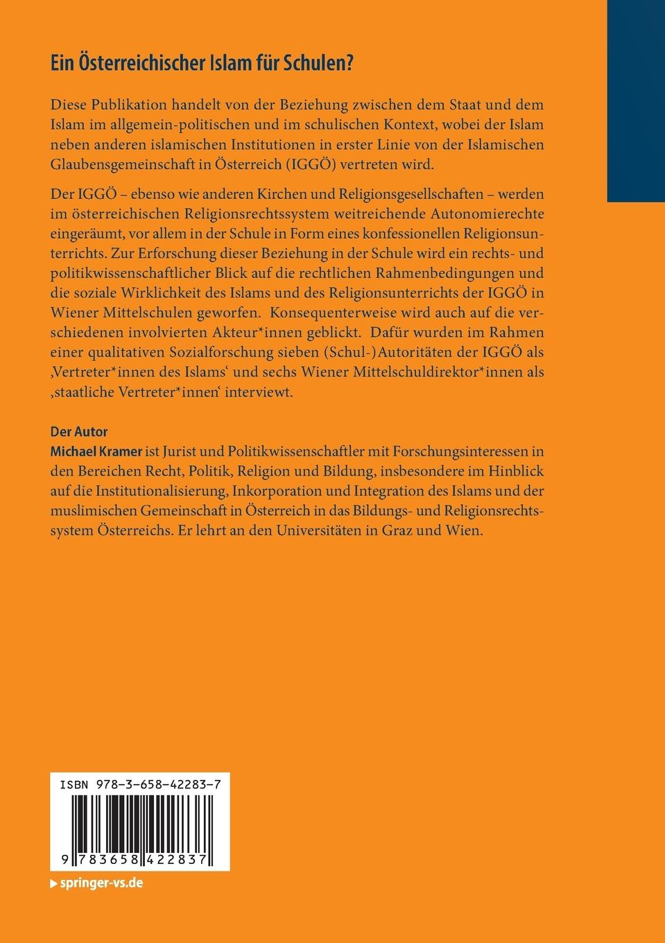 Rückseitencover Ein Österreichischer Islam für Schulen?