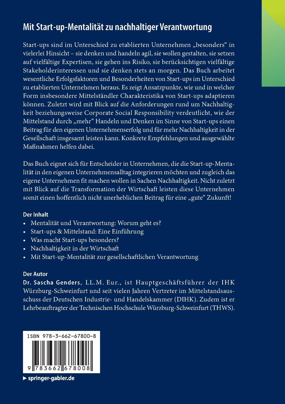 Rückseitencover Mit Start-up-Mentalität zu nachhaltiger Verantwortung