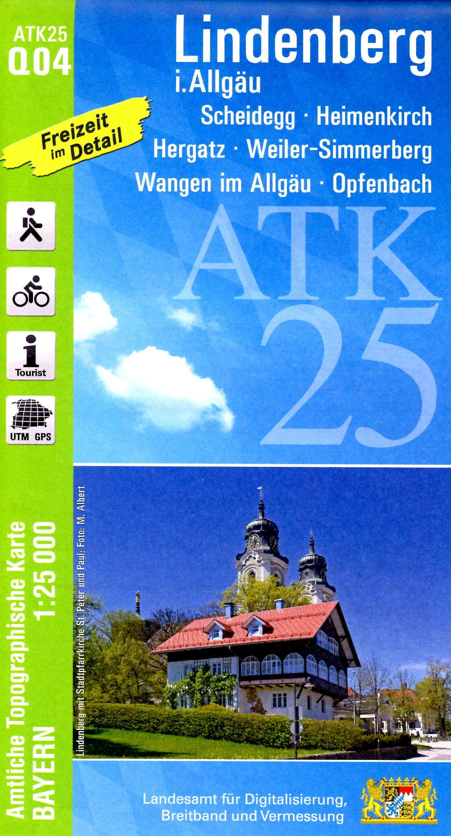 Vorderes Coverbild ATK25-Q04 Lindenberg i.Allgäu (Amtliche Topographische Karte 1:25000)