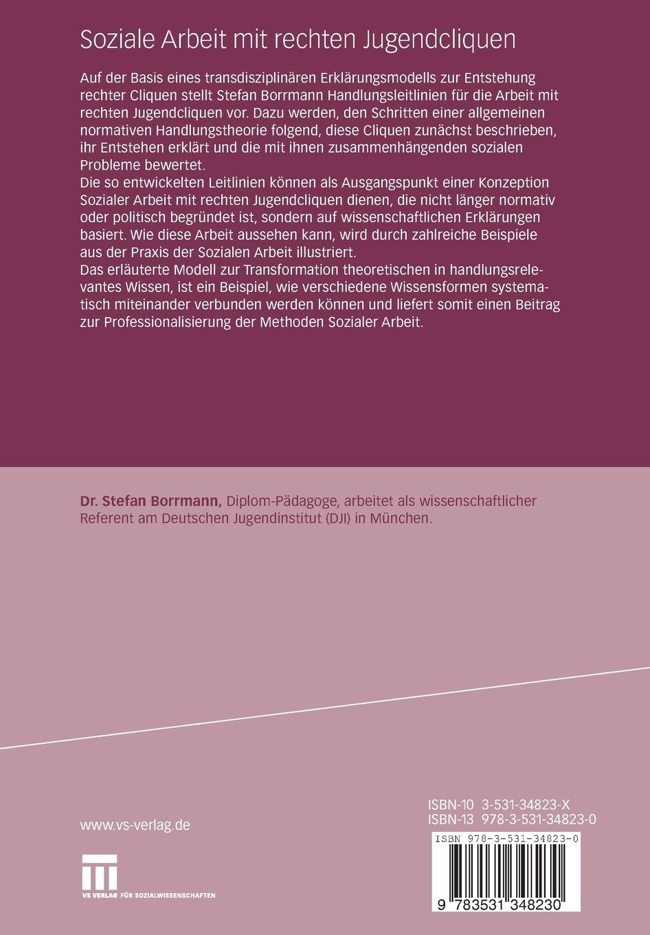Rückseitencover Soziale Arbeit mit rechten Jugendcliquen