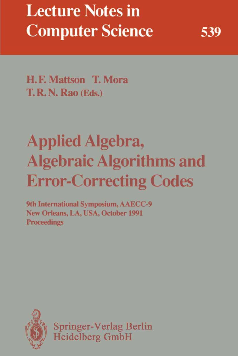 Vorderes Coverbild Applied Algebra, Algebraic Algorithms and Error-Correcting Codes