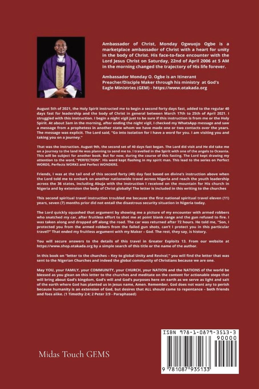 Rückseitencover Letter to the Churches  Key to Global Unity and Revival in Christendom Unfolded