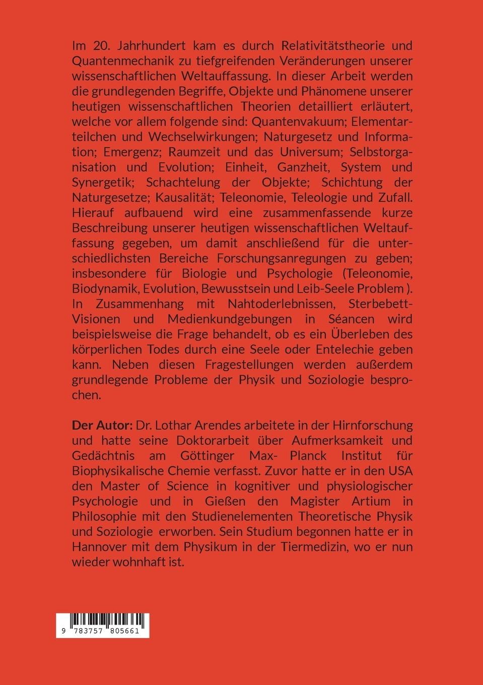 Rückseitencover Die Wissenschaftliche Weltauffassung
