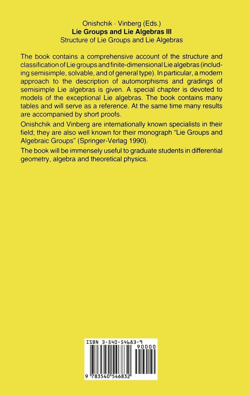 Rückseitencover Lie Groups and Lie Algebras III