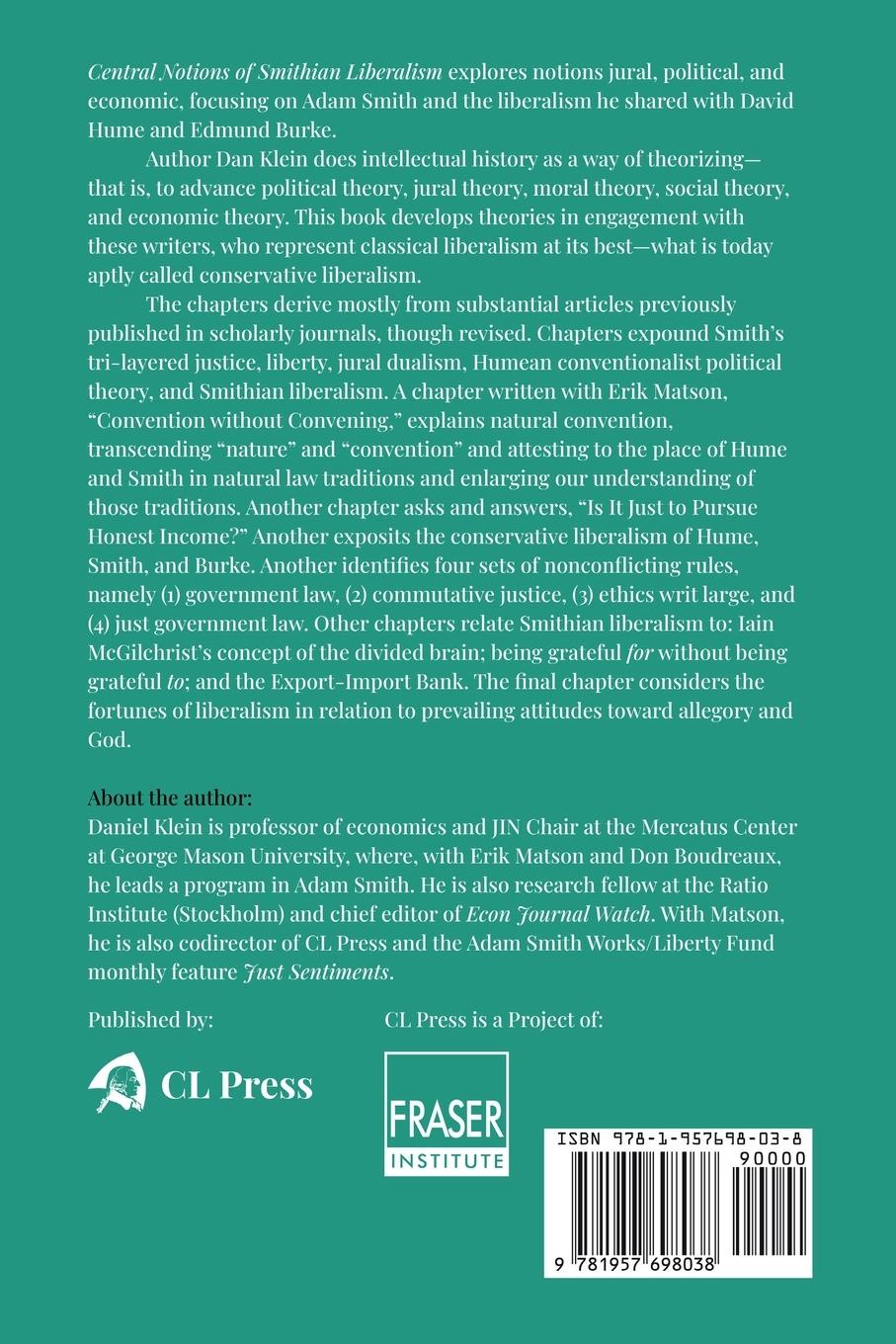 Rückseitencover Central Notions of Smithian Liberalism