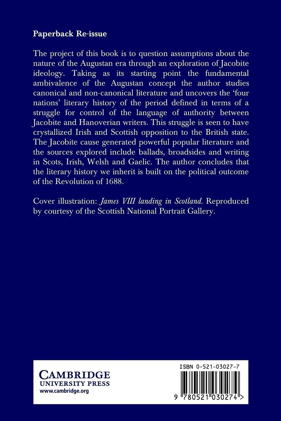 Rückseitencover Poetry and Jacobite Politics in Eighteenth-Century Britain and Ireland