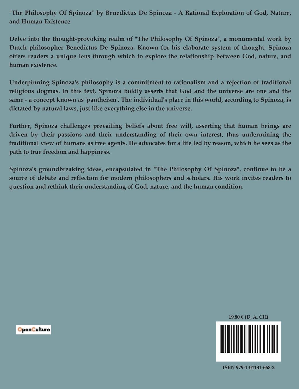 Rückseitencover The Philosophy Of Spinoza