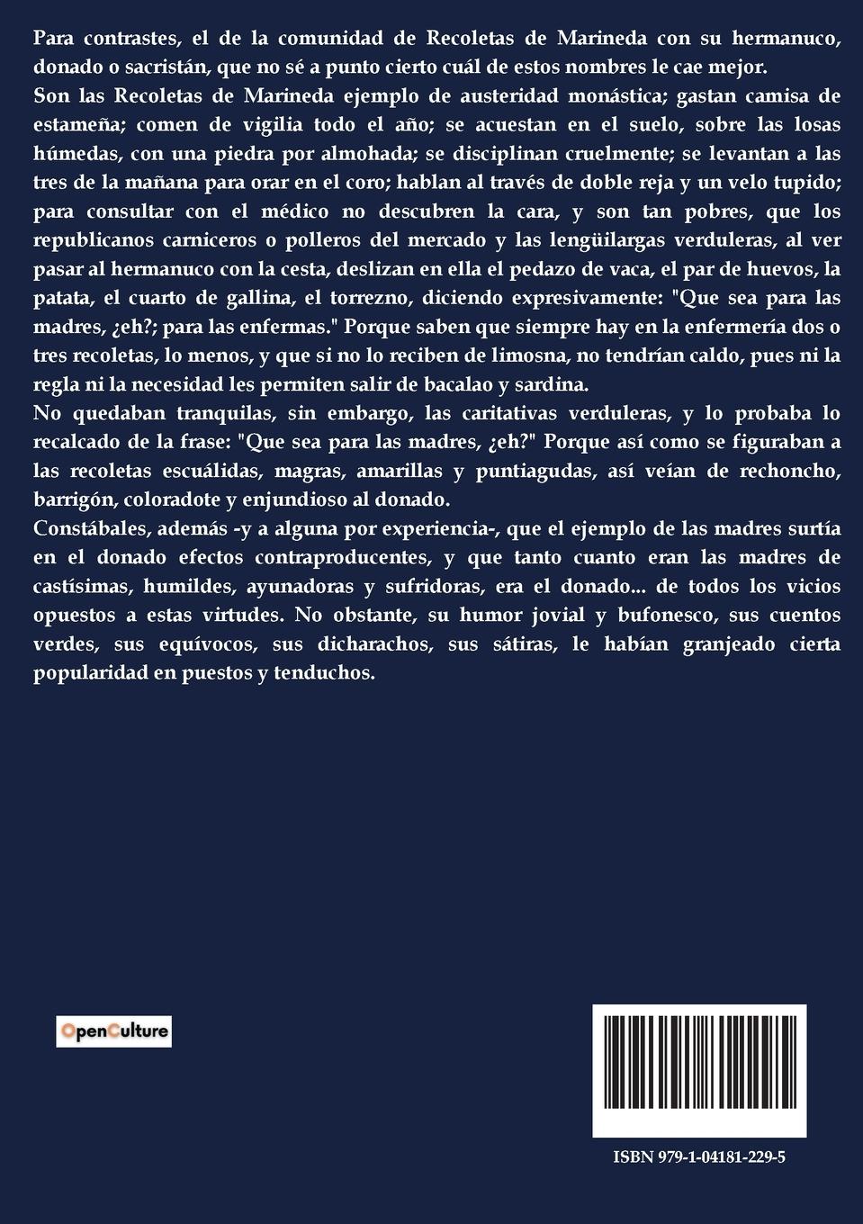 Rückseitencover EL MILAGRO DEL HERMANUCO