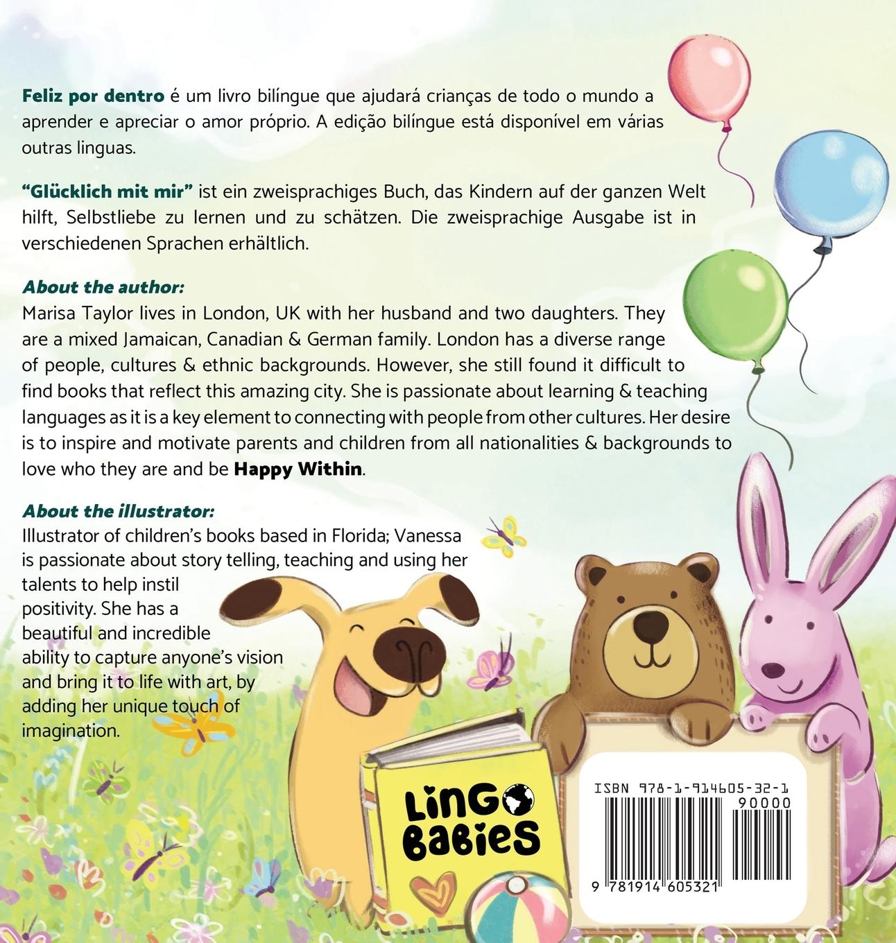 Rückseitencover Feliz por dentro/ Glücklich mit mir (bilingual children's book Portuguese German)