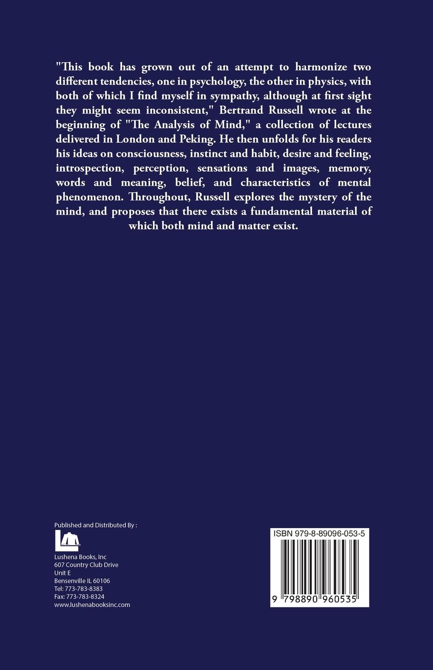 Rückseitencover The Analysis of Mind