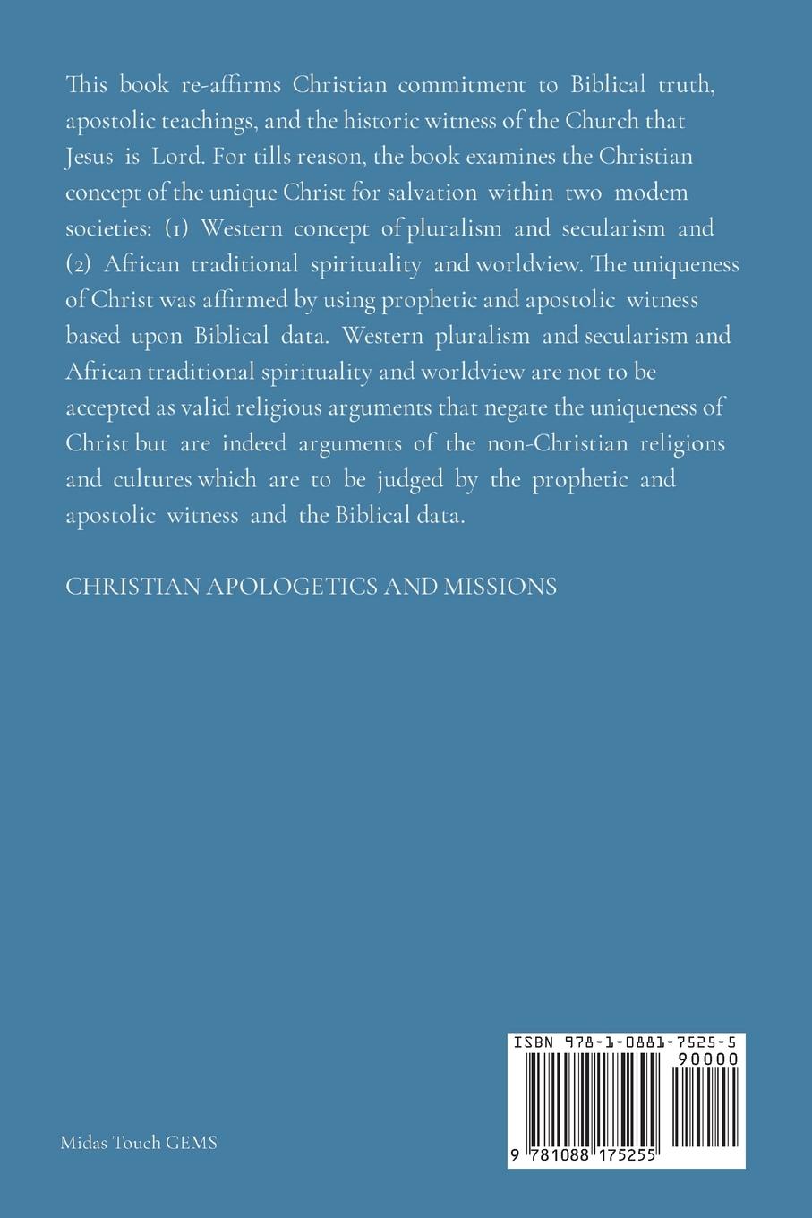 Rückseitencover THE UNIQUE CHRIST FOR SALVATION THE CHALLENGE OF THE NON-CHRISTIAN RELIGIONS AND CULTURES