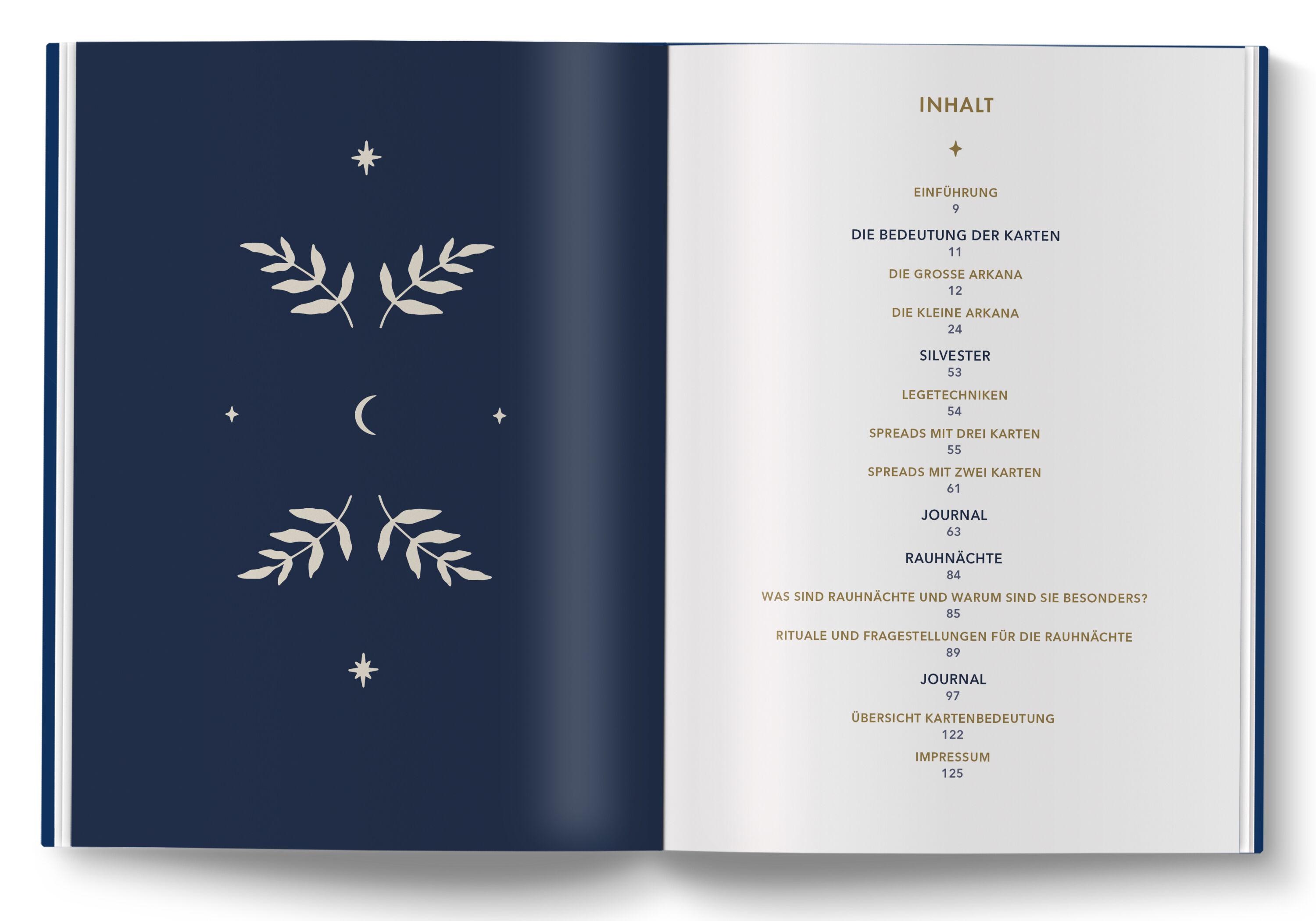 Beispielinhalt (Bild) Tarot Journal für Rauhnächte und Jahreswende