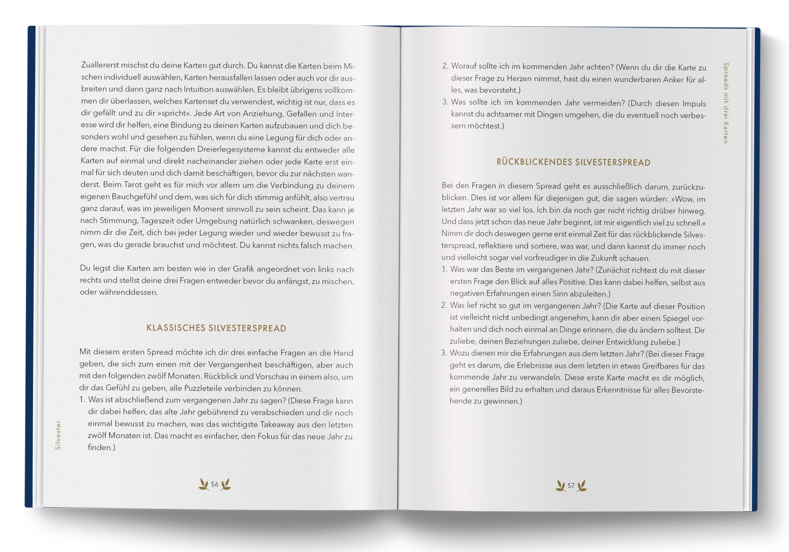 Beispielinhalt (Bild) Tarot Journal für Rauhnächte und Jahreswende