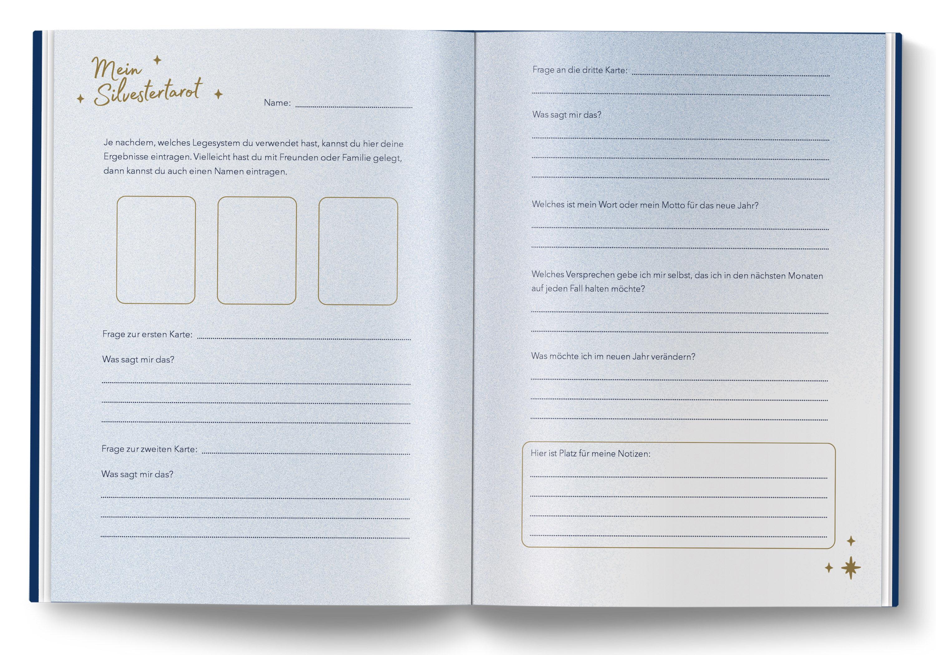 Beispielinhalt (Bild) Tarot Journal für Rauhnächte und Jahreswende