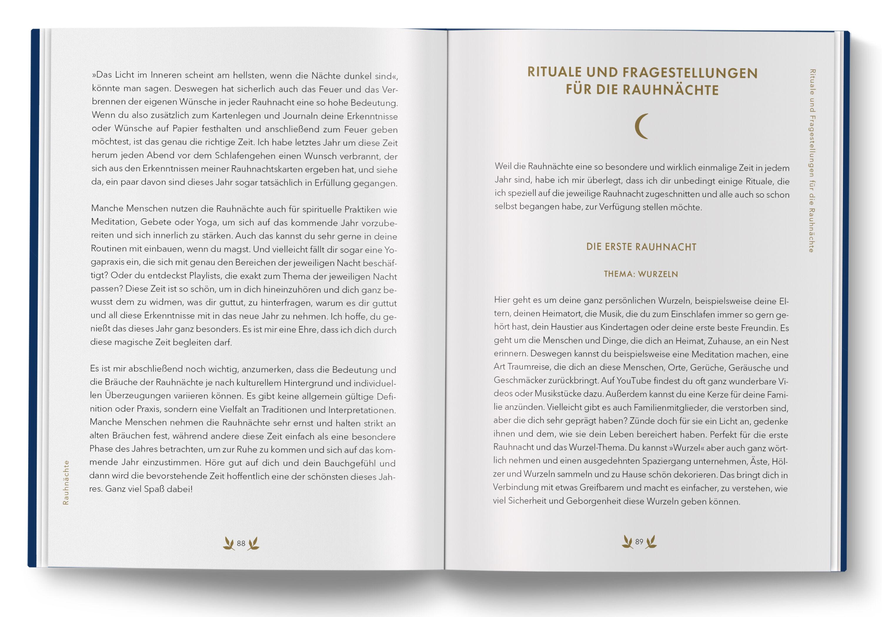 Beispielinhalt (Bild) Tarot Journal für Rauhnächte und Jahreswende