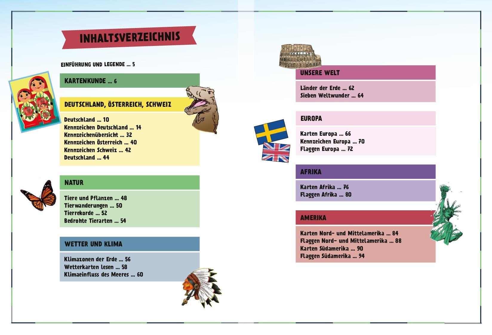 Beispielinhalt (Bild) Kinderatlas Deutschland, Europa, die Welt