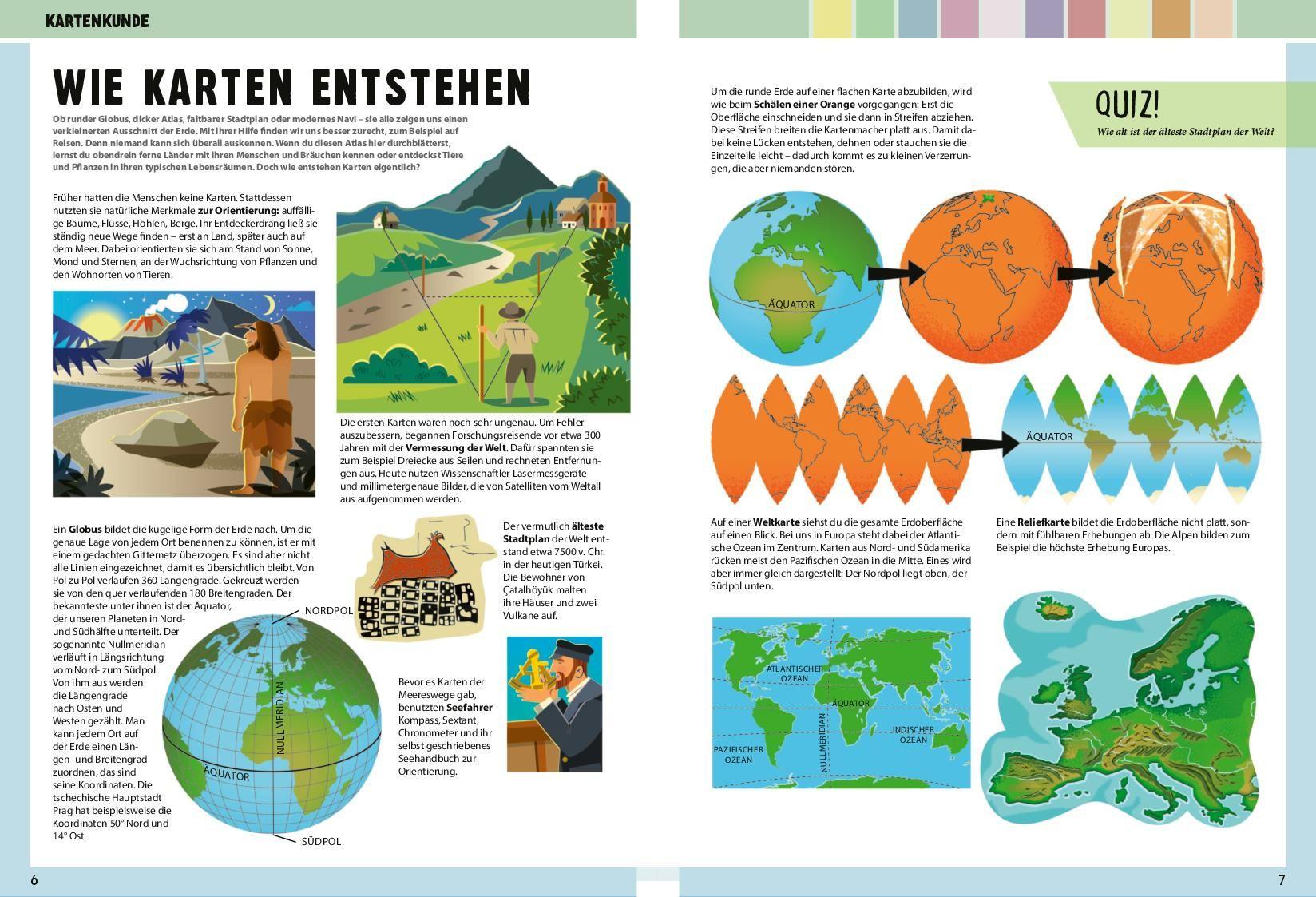 Beispielinhalt (Bild) Kinderatlas Deutschland, Europa, die Welt