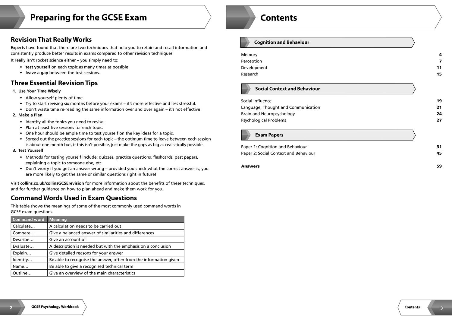 Beispielinhalt (Bild) Aqa GCSE 9-1 Psychology Workbook