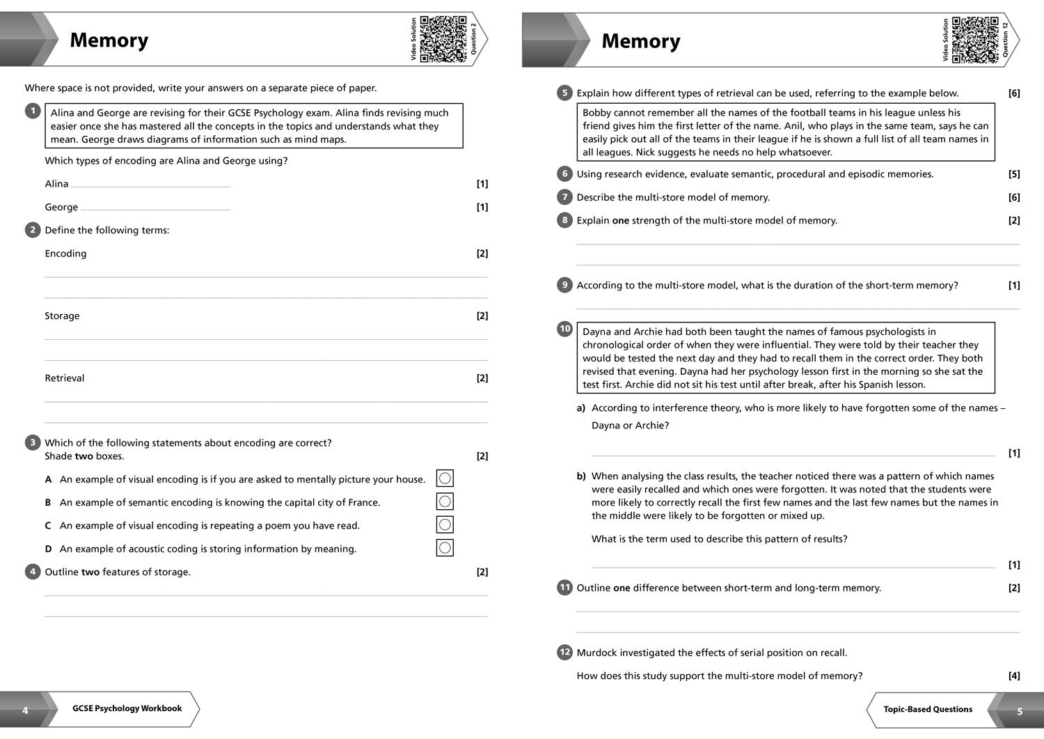 Beispielinhalt (Bild) Aqa GCSE 9-1 Psychology Workbook