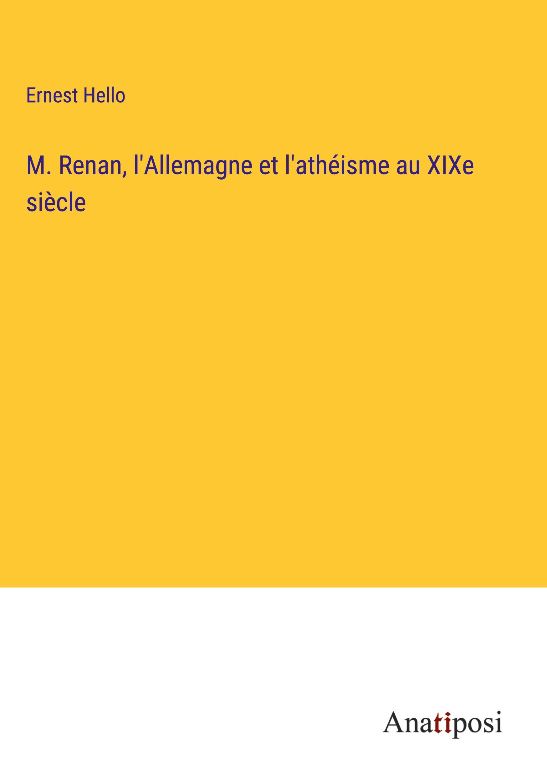 Vorderes Coverbild M. Renan, l'Allemagne et l'athéisme au XIXe siècle