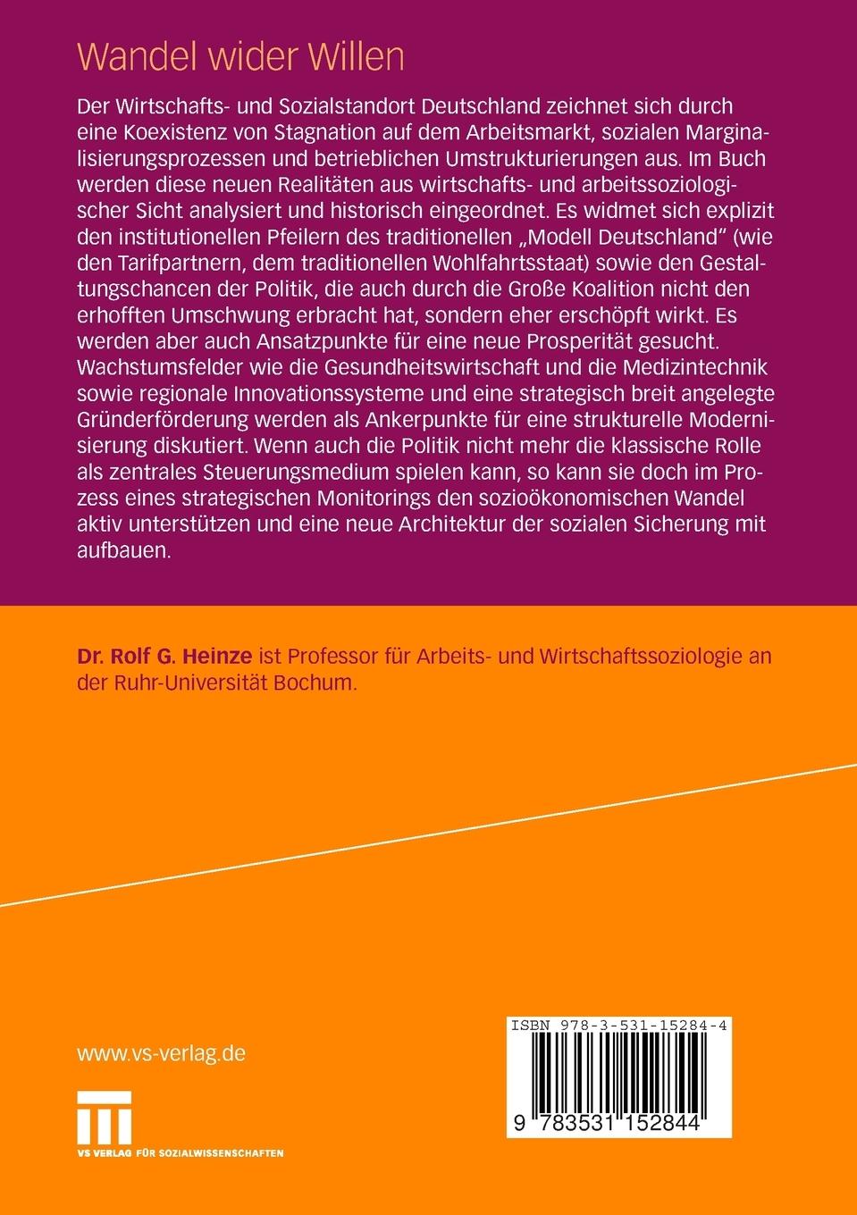 Rückseitencover Wandel wider Willen