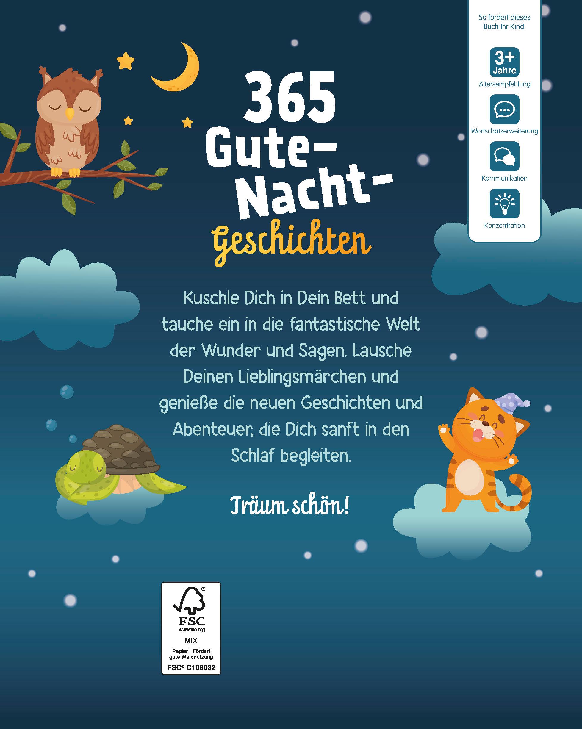 Rückseitencover 365 Gute-Nacht-Geschichten. Vorlesebuch für Kinder ab 3 Jahren