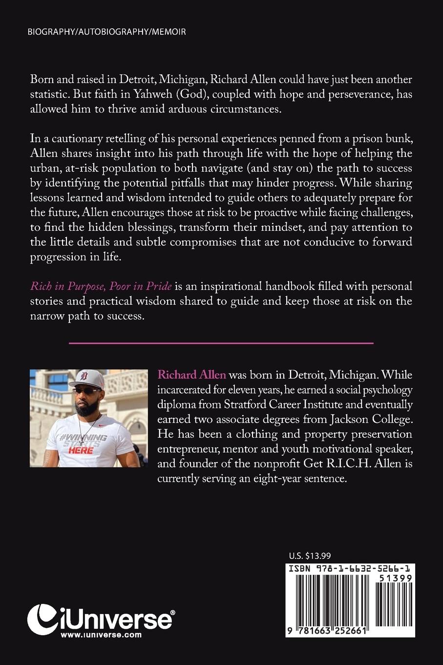 Rückseitencover Rich in Purpose Poor in Pride